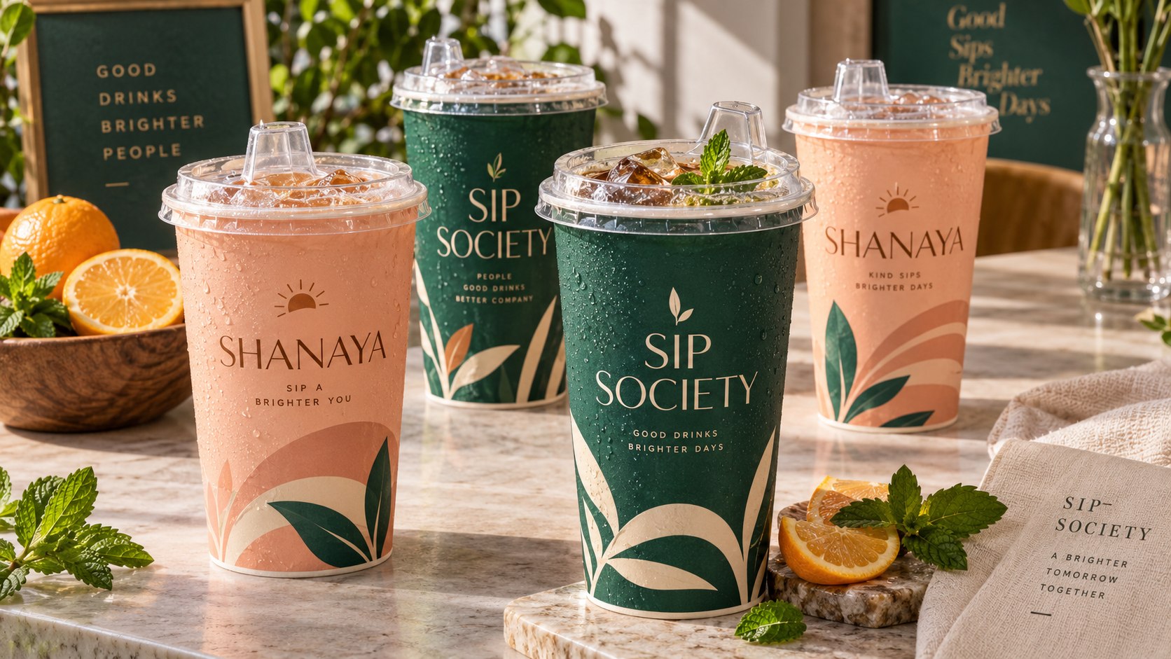 Printed paper sipper glasses with lids
